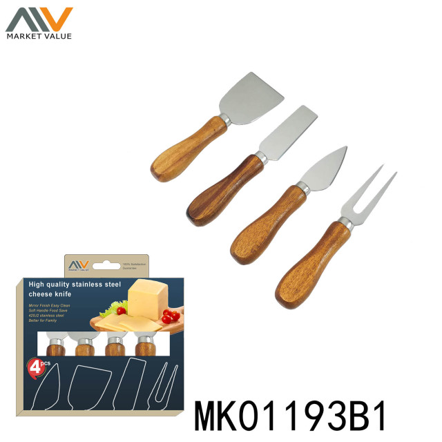 4PCS CHEESE KNIFE with WOOD Handle in CB