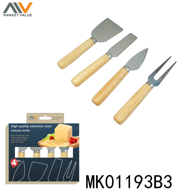 4PCS CHEESE KNIFE with WOODEN Handle in CB style 2