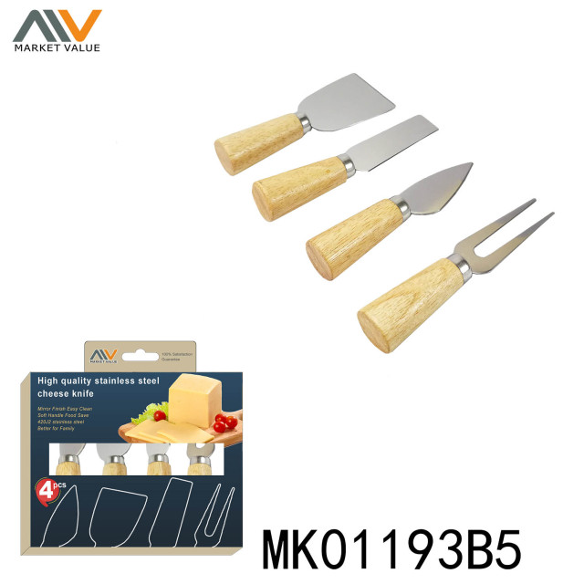 4PCS CHEESE KNIFE with WOODEN Handle in CB style 4