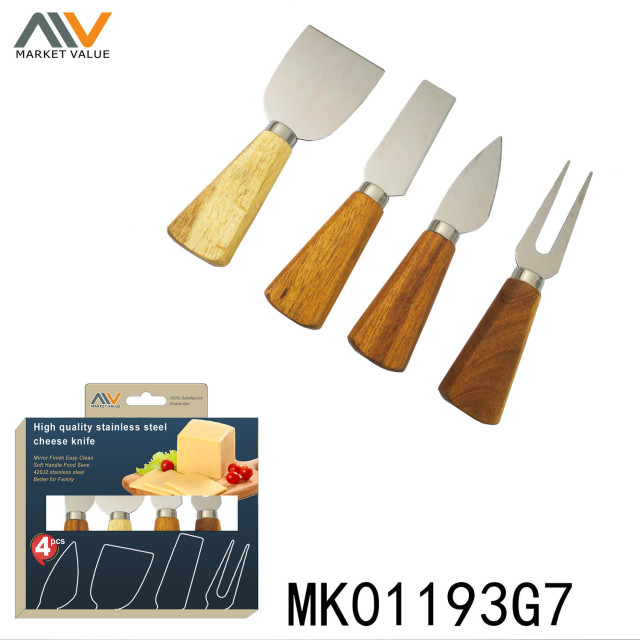 4 PCS CHEESE KNIFE with WOODEN Handle in CB style 2