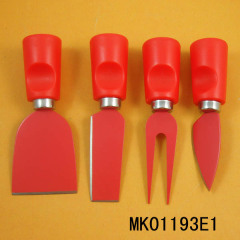 5PCS CHEESE KNIFE PLASTIC Handle with ACRYLIC Stand