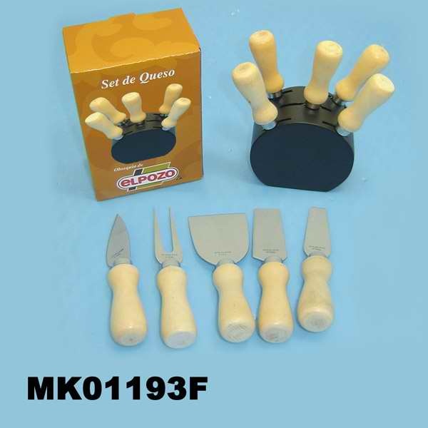 SET of 5 PCS CHEESE SET with WOODEN Handle
