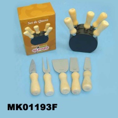 SET of 5 PCS CHEESE SET with WOODEN Handle