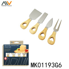 4PCS CHEESE SET with WOODEN Handle in CB style 4