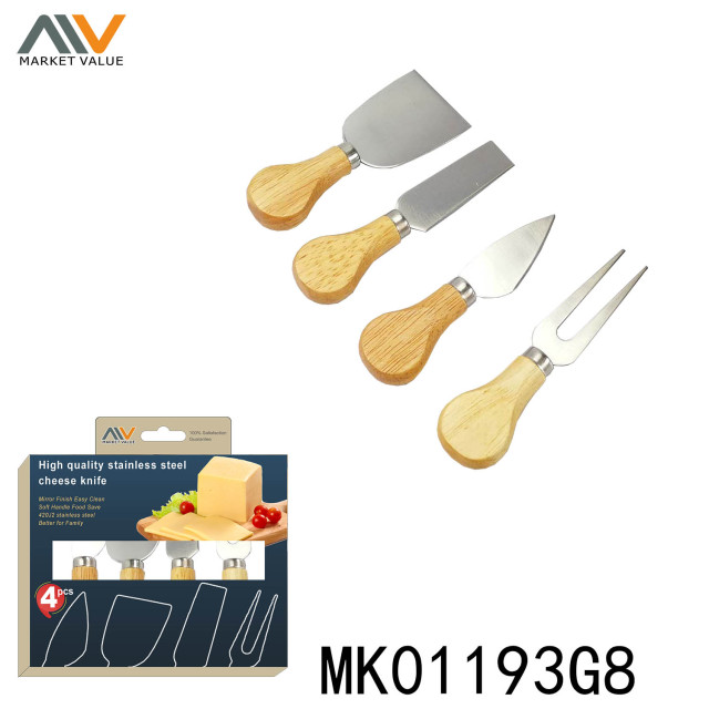 4PCS CHEESE SET with WOODEN Handle in CB style 6