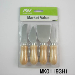 4PCS SS CHEESE SET with WOODEN Handle