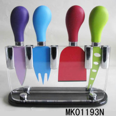 4PCS CHEESE SET with PLASTIC Handle in ACRYLIC Stand style 2