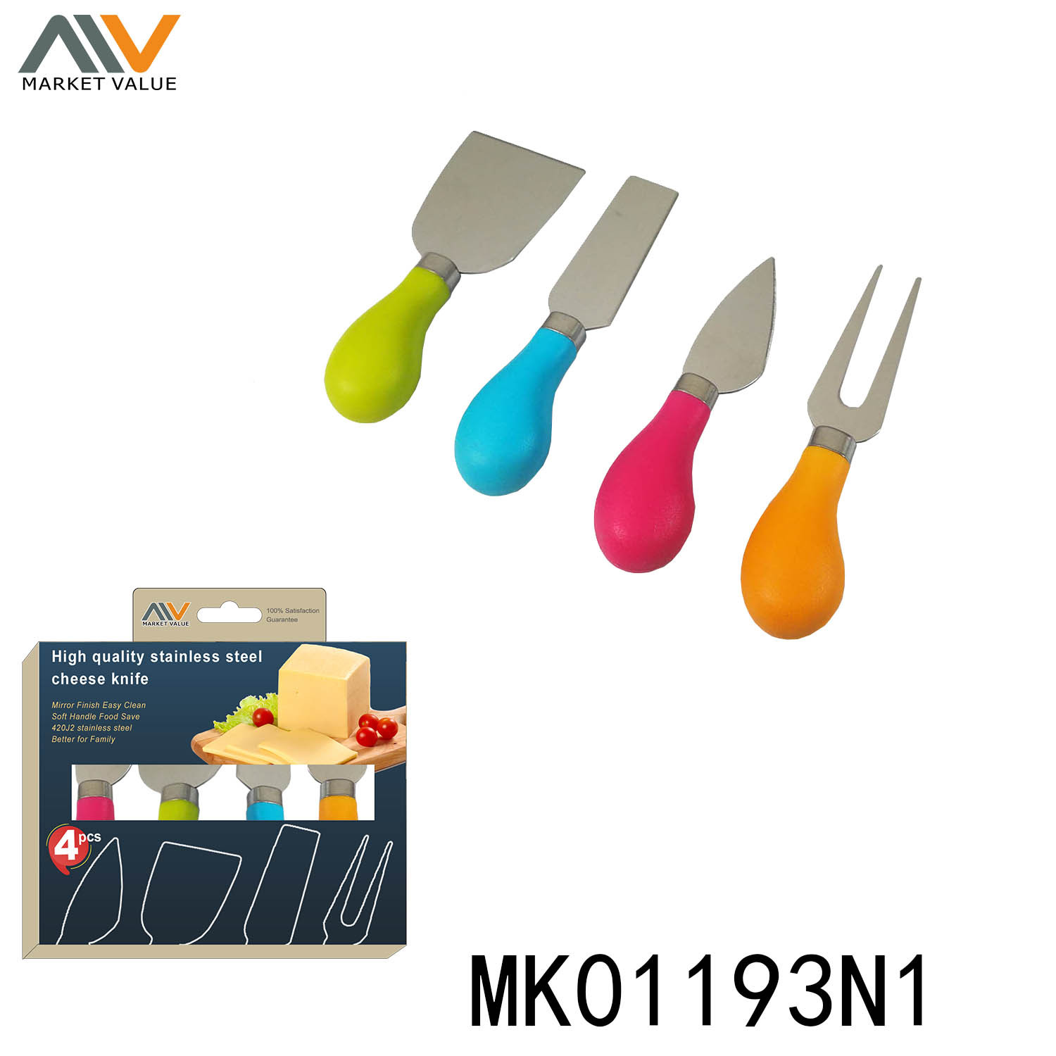 4PCS CHEESE SET with PLASTIC Handle in CB style 3