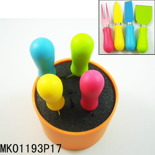 4PCS NON STICK COATING CHEESE KNIFE with PLASTIC Handle style 3