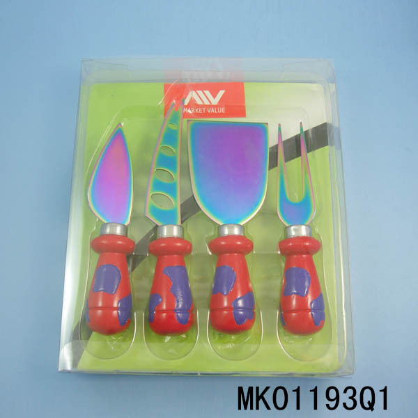 4PCS TITANIZE CHEESE KNIFE in PVC BOX style 4
