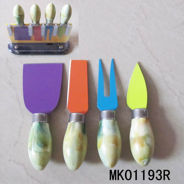 SET of 4 NON STICK COATING CHEESE KNIFE in Stand