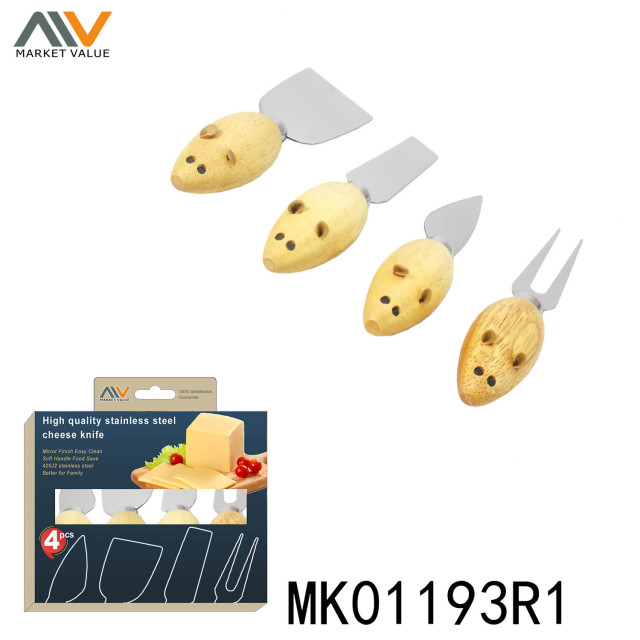 SET of 4 CHEESE KNIFE with WOODEN Handle in CB