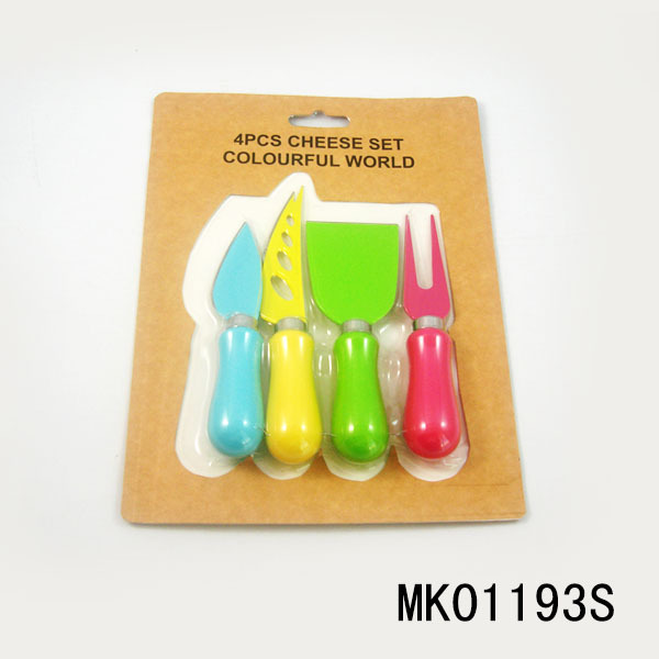 4PCS CHEESE SET with PLASTIC Handle in ACRYLIC Stand