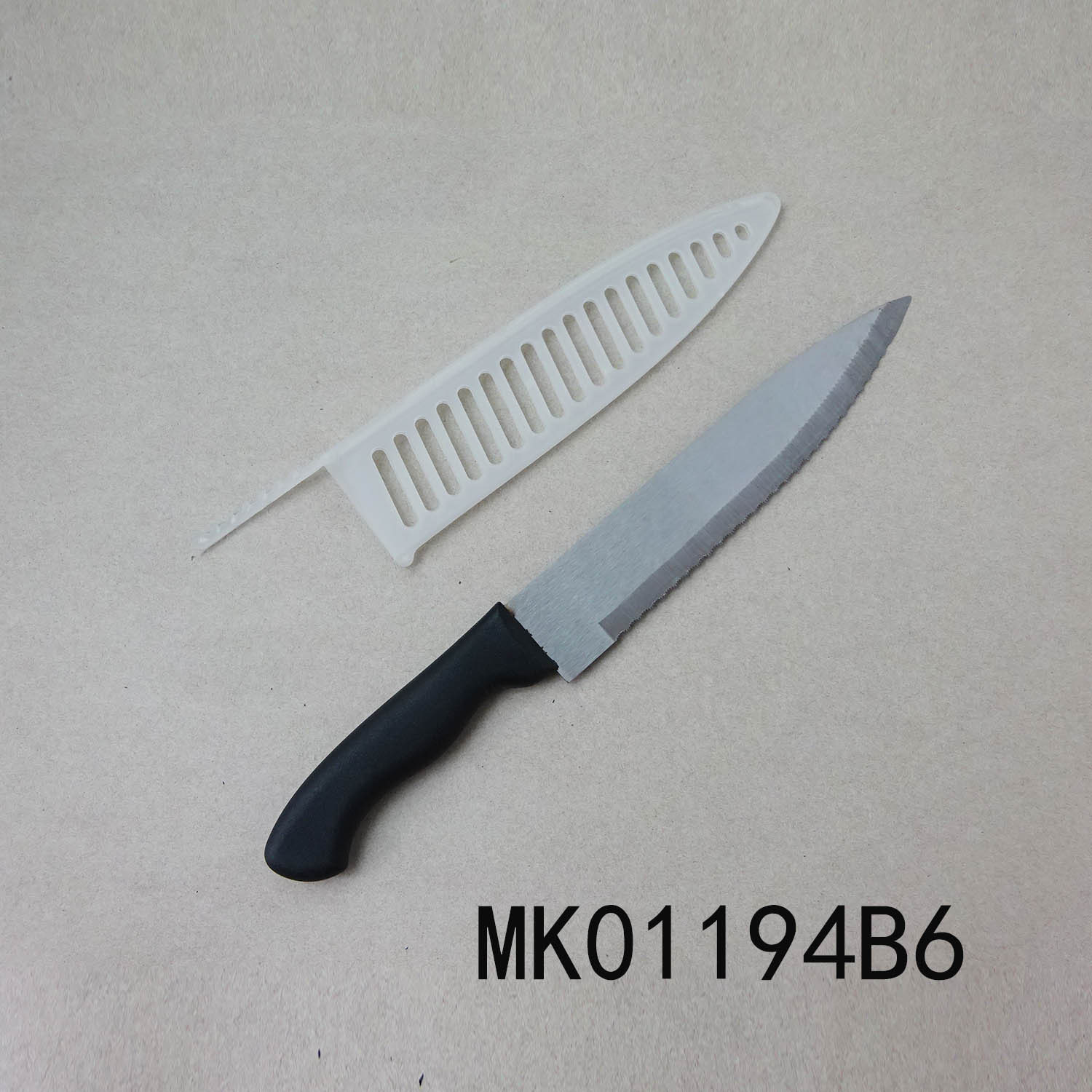 8in SS PLASTIC Handle CHEF KNIFE with TEETH