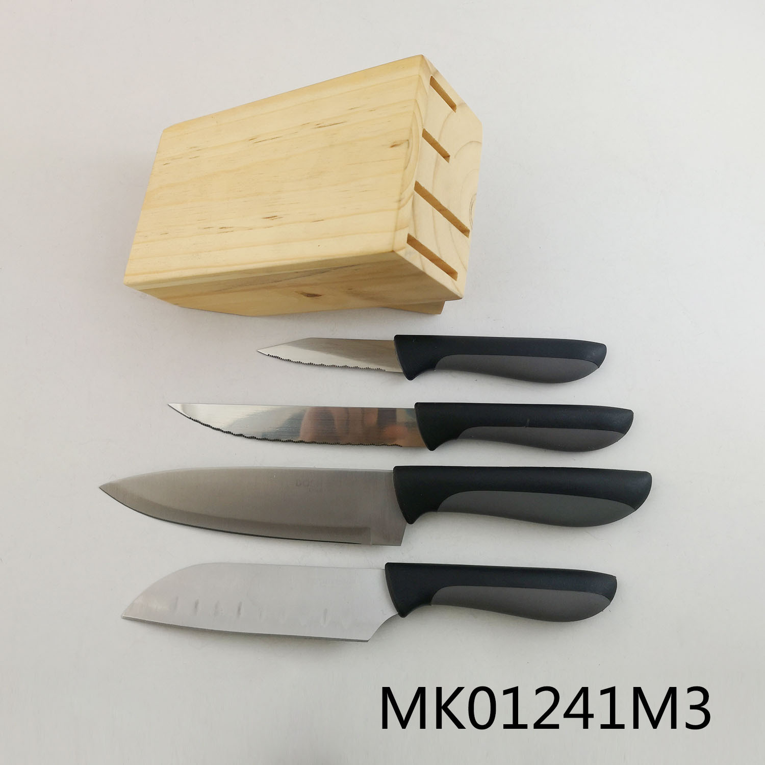 SETS OF 4PCS KNIFE SET with PINE BLOCK IN BROWN BOX