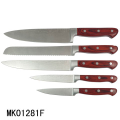 SET of 5 WOODEN Handle DAMAKS KNIFE