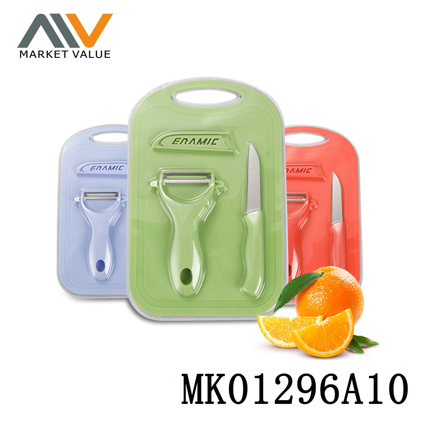 3PCS Fruit Tool Ceramic Knife Peeler Cutting Board style 3