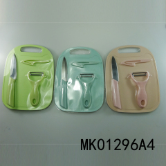 3PCS FRUIT TOOL SS KNIFE PEELER CUTTING BOARD style 2