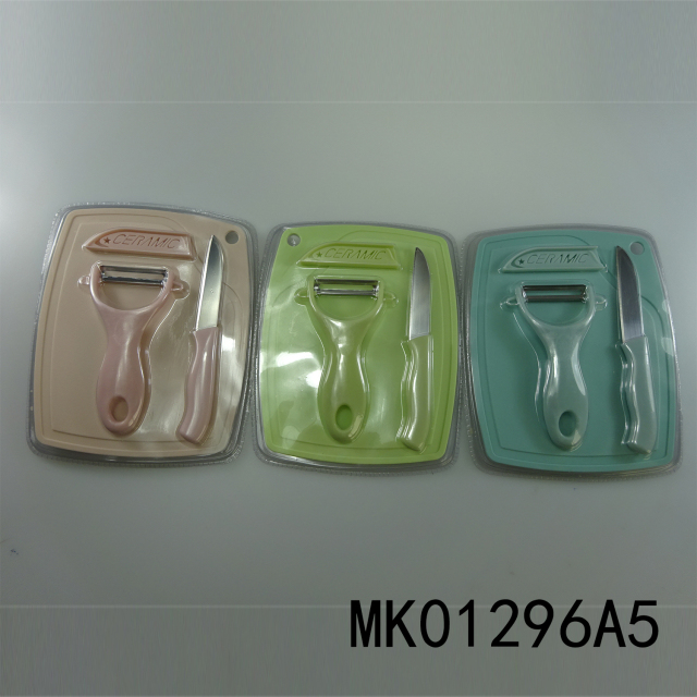 3PCS FRUIT TOOL SS KNIFE PEELER CUTTING BOARD