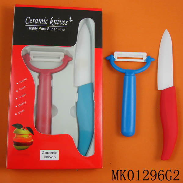 Ceramic knife and PEELER PLASTIC Handle in COLOR Window Box