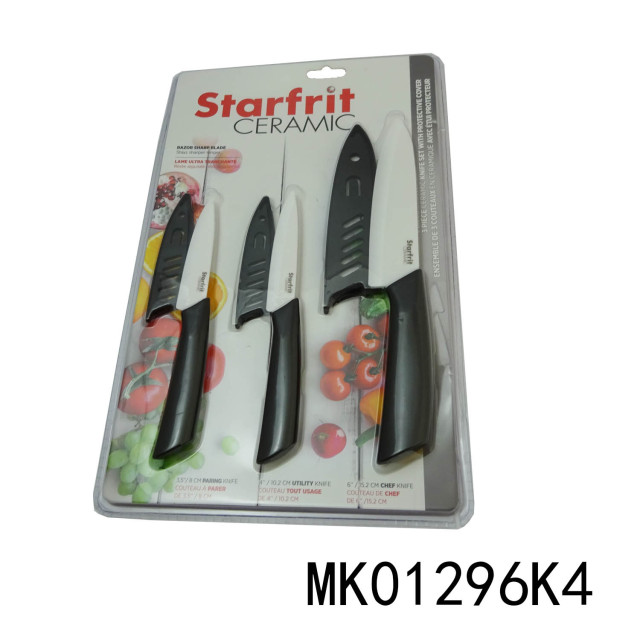 SETS OF 3PCS CERAMIC KNIFE with PLASTIC Handle and COVER