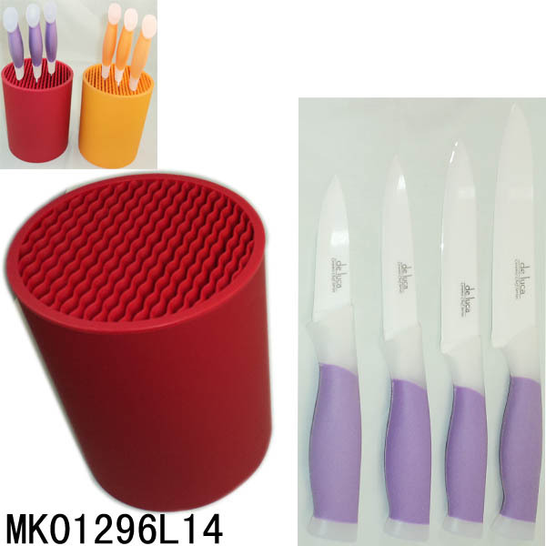 SET of 4 CERAMIC KNIFE with PLASTIC HOLDER in CB