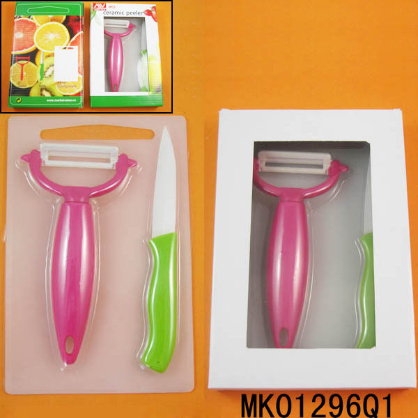 3in CERAMIC KNIFE with CERAMIC PEELER with PLASTIC BOARD with CB