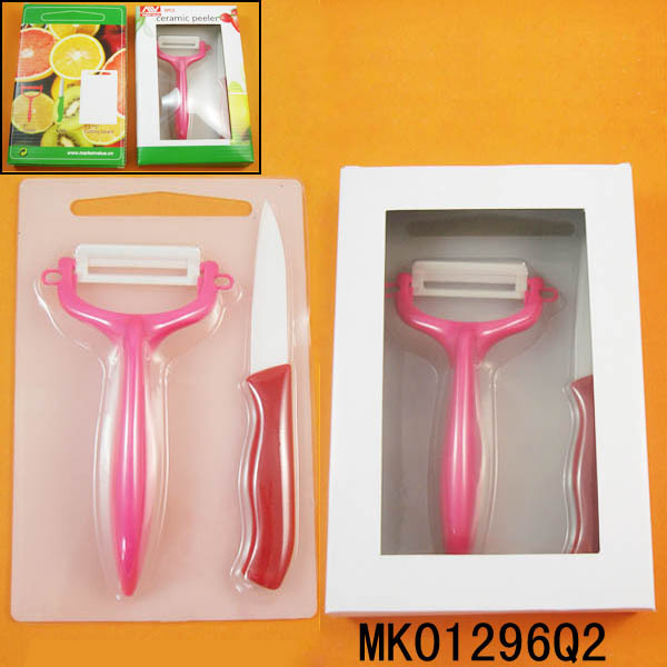 3in CERAMIC KNIFE with CERAMIC PEELER with PLASTIC BOARD with CB style 2
