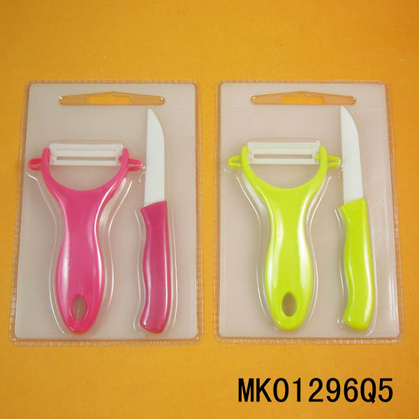 3in CERAMIC KNIFE with CERAMIC PEELER with PLASTIC BOARD