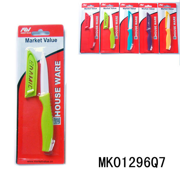 3in PLASTIC Handle CERAMIC FRUIT KNIFE with PLASTIC COVER style 2