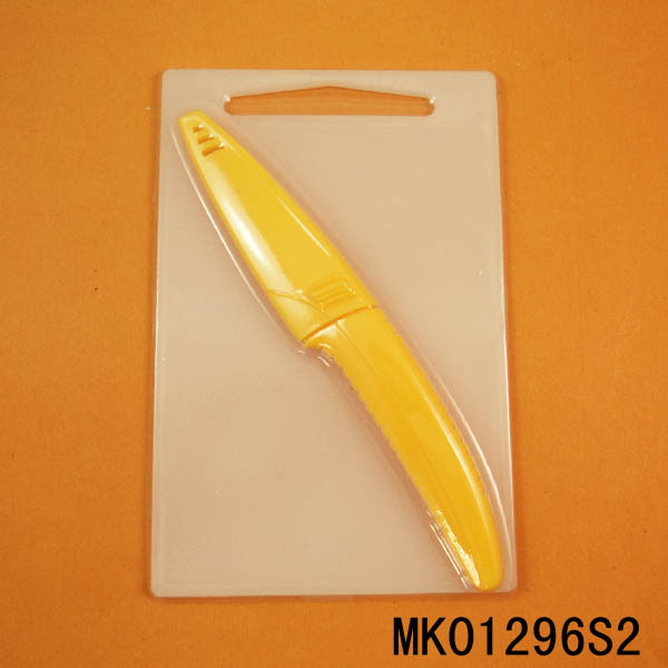 3in CERAMIC FRUIT KNIFE and COVER and PLASTIC BOARD