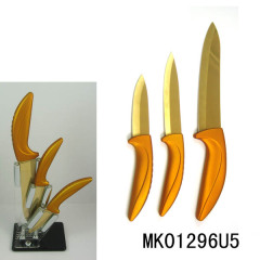SET of 3 TITANIZE GOLDCOLOR KNIFE with ACRYLIC HOLDER in CB style 2