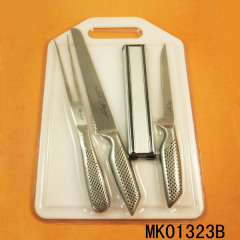 2PCS SS KNIFE and FORK and MAGNETIC KNIFE HOLDER and PLASTIC BOARD