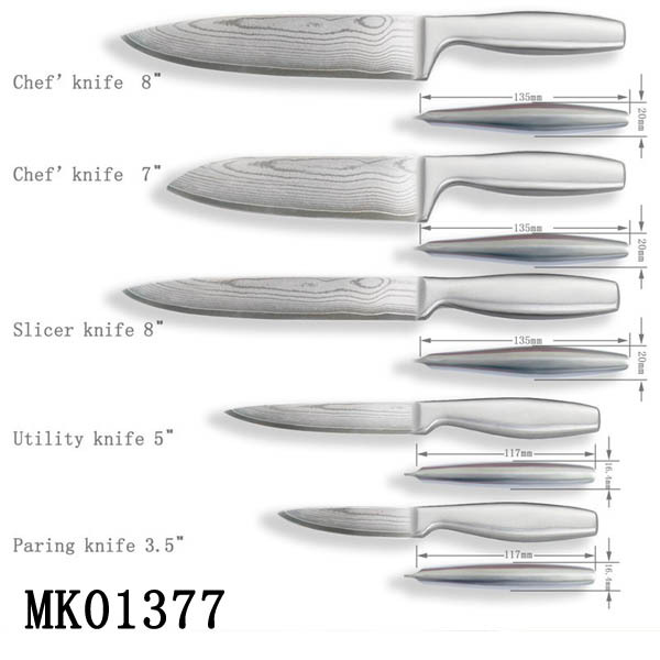 7in DAMASK STEEL CHEF KNIFE HOLLOW Handle IN WINDOWS BOX style 3
