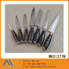 7PCS DAMASK STEEL KITCHEN KNIFE with K133 WOODEN Handle