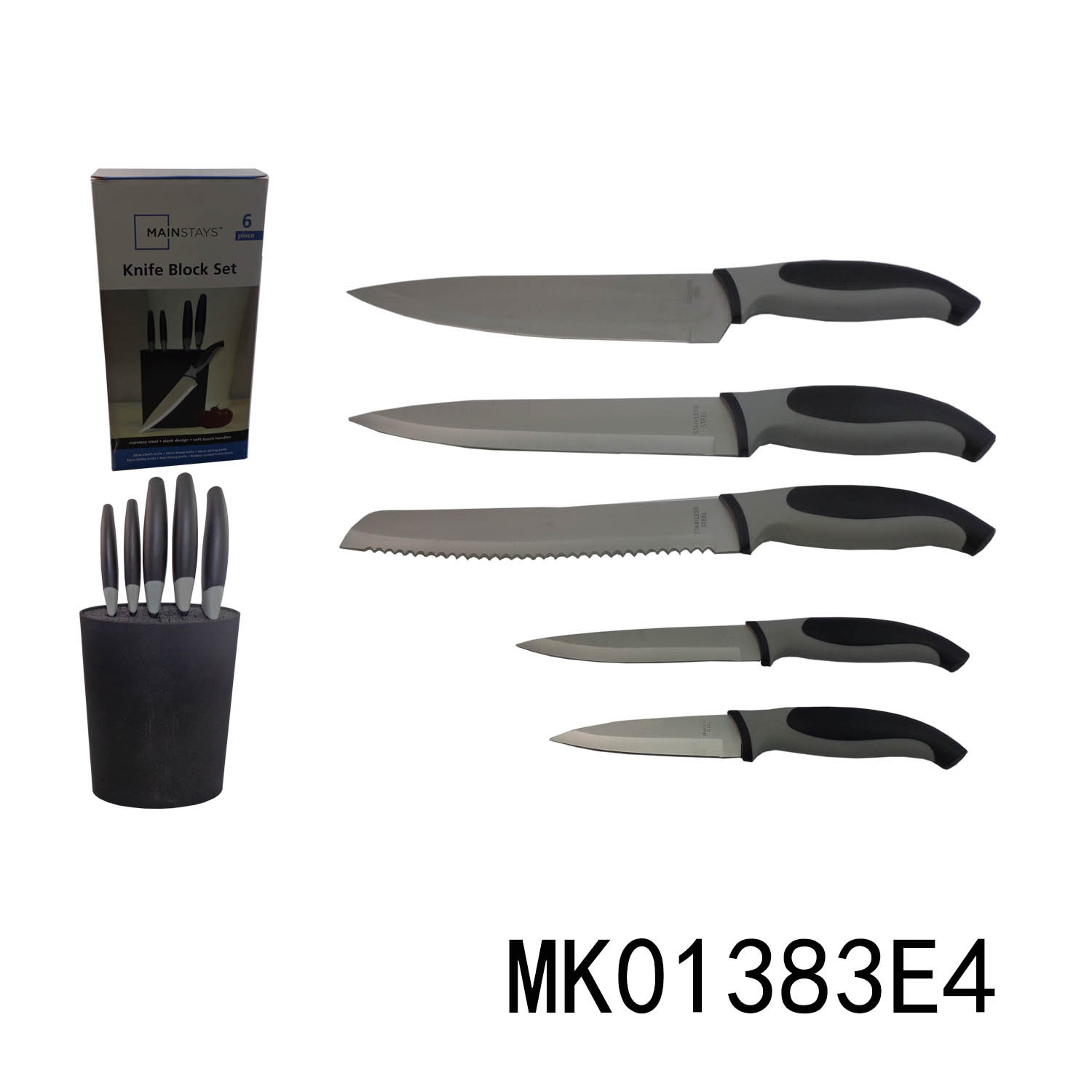 5PCS KNIFE with TPR Handle with PLASTIC HOLDER in CB