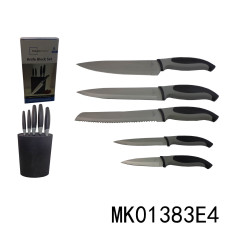 5PCS KNIFE with TPR Handle with PLASTIC HOLDER in CB