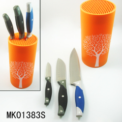 H-22.6CM COATING PLASTIC KNIFE Stand and 3PCS KNIFE SETS SS