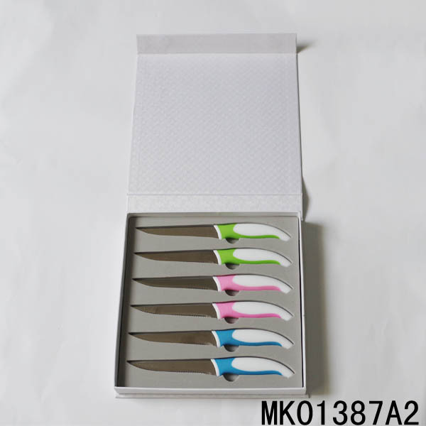SET of 6 SS STEAK KNIFE in CB