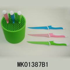 SET of 6 NON STICK STEAK KNIFE with PLASTIC Stand er