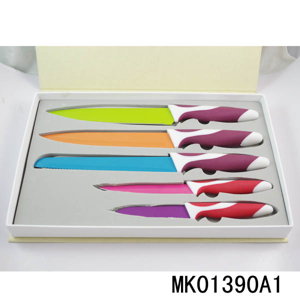 SET of 5 NON STICK KNIFE in HARD BOARD GIFT BOX