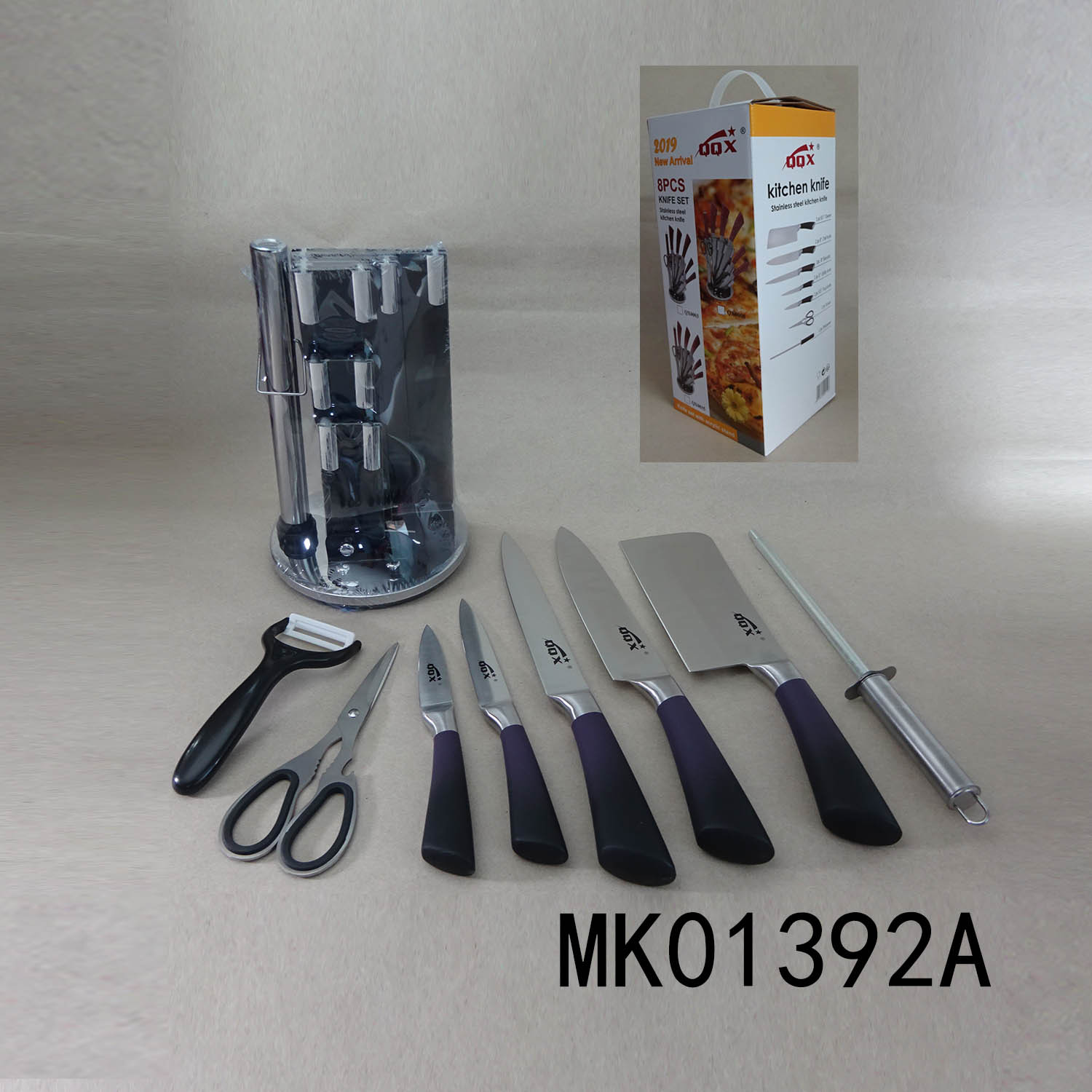 9PCS SS KITCHEN KNIFE with PLASTIC CUTTER CB