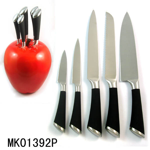 5PCS SS KITCHEN KNIFE HOLLOW Handle with RESIN CUTTER HOLDER
