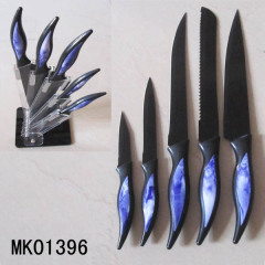 SET of 5 NON STICK COATING KITCHEN KNIFE with ACRYLIC HOLDER in BOX style 2