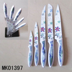 SET of 5 NON STICK COATING KITCHEN KNIFE with ACRYLIC HOLDER in BOX