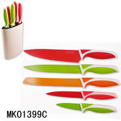 SET of 5 NON STICK COATING KITCHEN KNIFE with PLASTIC Stand in CB style 2