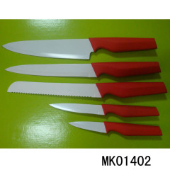SET of 5 KITCHEN KNIFE NONSTICK with PLASTIC Handle