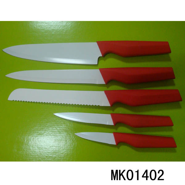 SET of 5 KITCHEN KNIFE NONSTICK with PLASTIC Handle