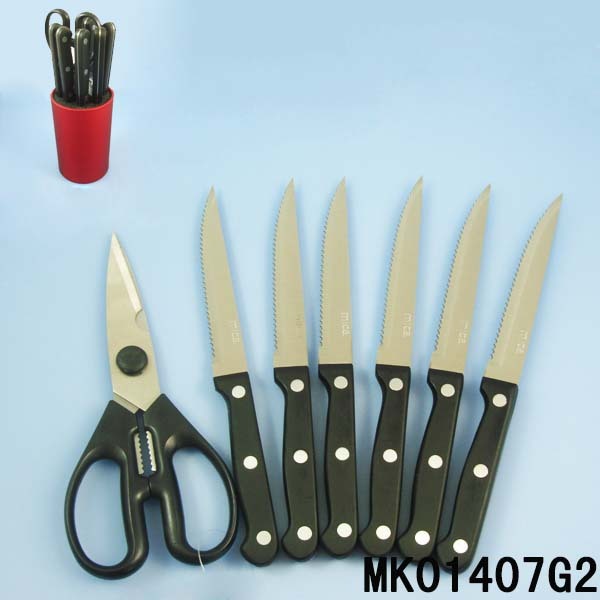 SET of 6 STEAK KNIFE and KITCHEN SCISSORS and PLASTIC INNER CORE FOR ALL KINDS KNIFE