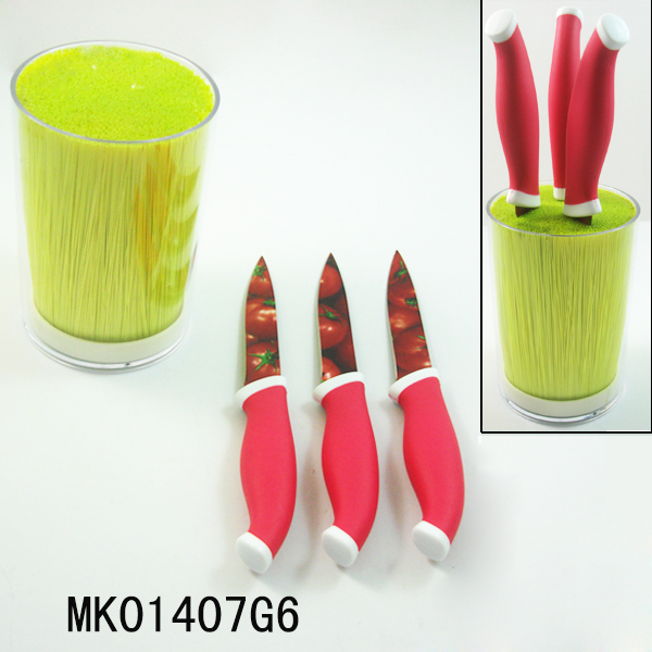 SET of 3 STEAK KNIFE with PLASTIC Stand and PLASTIC INNER CORE FOR ALL KINDS KNIFE